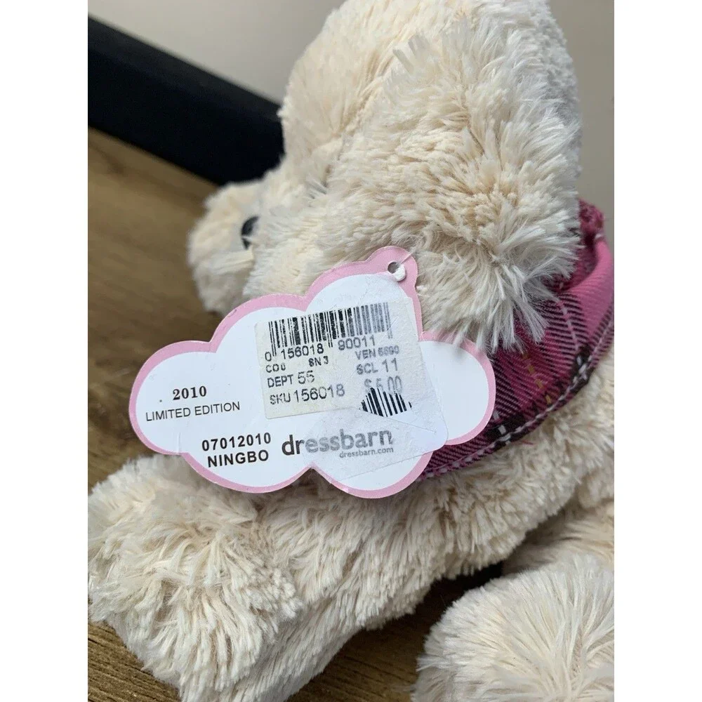 Dressbarn Breast Cancer Dog Plush Skye Pink Plaid Scarf Soft Stuffed Toy 8
